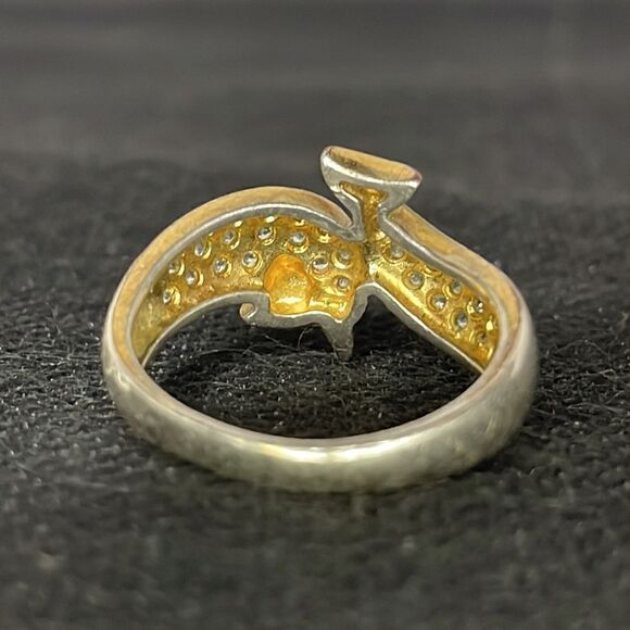Dolphin ring with white gem - Picture 2 of 7